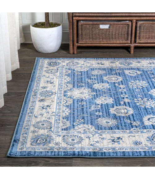 Modern  Vintage Moroccan Traditional Blue/Ivory 3 ft. x 5 ft. Area Rug