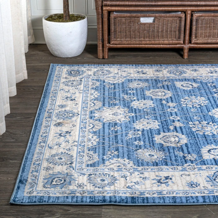 Modern  Vintage Moroccan Traditional Blue/Ivory 3 ft. x 5 ft. Area Rug