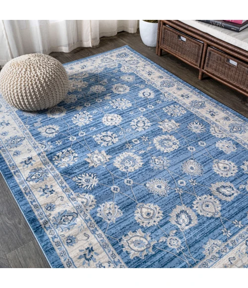 Modern  Vintage Moroccan Traditional Blue/Ivory 3 ft. x 5 ft. Area Rug