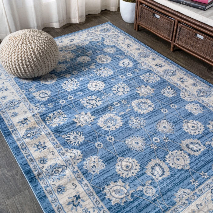 Modern  Vintage Moroccan Traditional Blue/Ivory 3 ft. x 5 ft. Area Rug