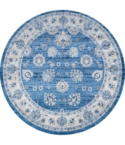 Jonathany Modern Persian MDP101E Blue/Ivory Area Rug 6 ft. 7 in. X 6 ft. 7 in. Round