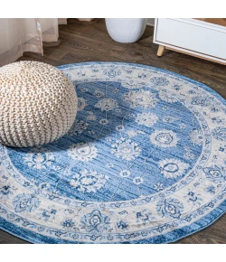 Jonathany Modern Persian MDP101E Blue/Ivory Area Rug 6 ft. 7 in. X 6 ft. 7 in. Round