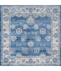 Modern  Vintage Moroccan Traditional Blue/Ivory 6' Square Area Rug