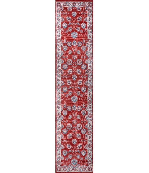 Modern  Vintage Moroccan Traditional Red/Ivory 2 ft. x 8 ft. Runner Rug