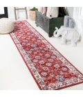 Modern  Vintage Moroccan Traditional Red/Ivory 2 ft. x 8 ft. Runner Rug