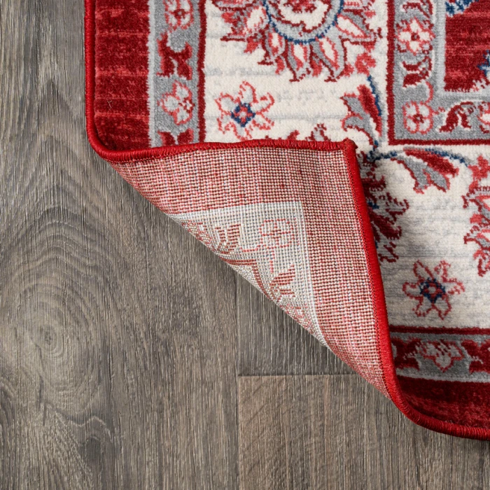 Modern  Vintage Moroccan Traditional Red/Ivory 6' Round Area Rug