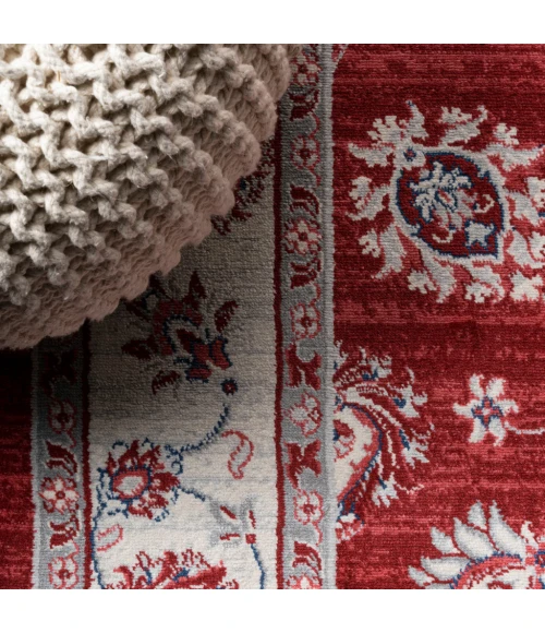 Modern  Vintage Moroccan Traditional Red/Ivory 3 ft. x 5 ft. Area Rug