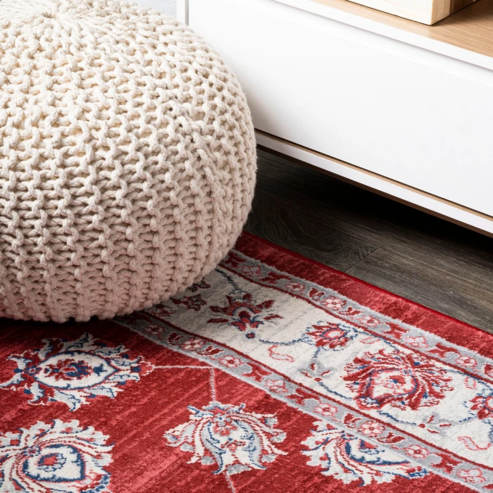 Modern  Vintage Moroccan Traditional Red/Ivory 6' Round Area Rug