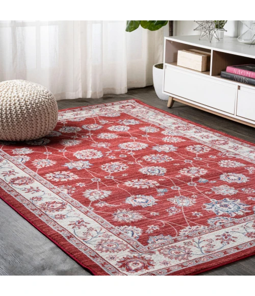 Modern  Vintage Moroccan Traditional Red/Ivory 3 ft. x 5 ft. Area Rug