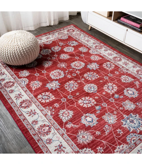 Modern  Vintage Moroccan Traditional Red/Ivory 3 ft. x 5 ft. Area Rug