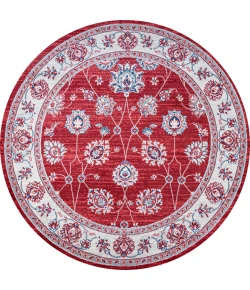 Jonathany Modern Persian MDP101F Red/Ivory Area Rug 6 ft. 7 in. X 6 ft. 7 in. Round