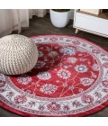 Modern  Vintage Moroccan Traditional Red/Ivory 6' Round Area Rug