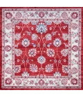Modern  Vintage Moroccan Traditional Red/Ivory 6' Square Area Rug