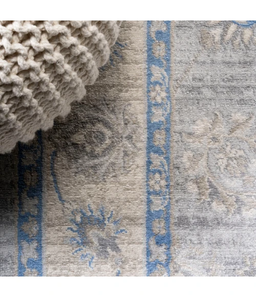 Modern  Vintage Moroccan Traditional Gray/Blue 2 ft. x 8 ft. Runner Rug