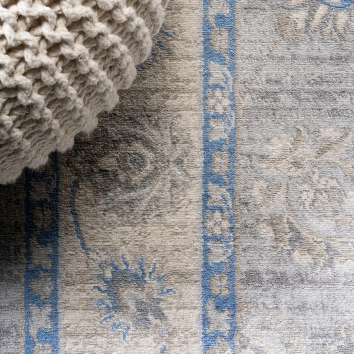 Modern  Vintage Moroccan Traditional Gray/Blue 2 ft. x 10 ft. Runner Rug