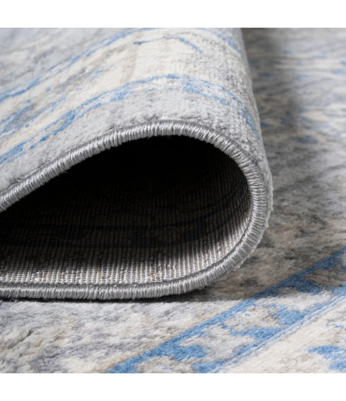 Modern  Vintage Moroccan Traditional Gray/Blue 2 ft. x 8 ft. Runner Rug