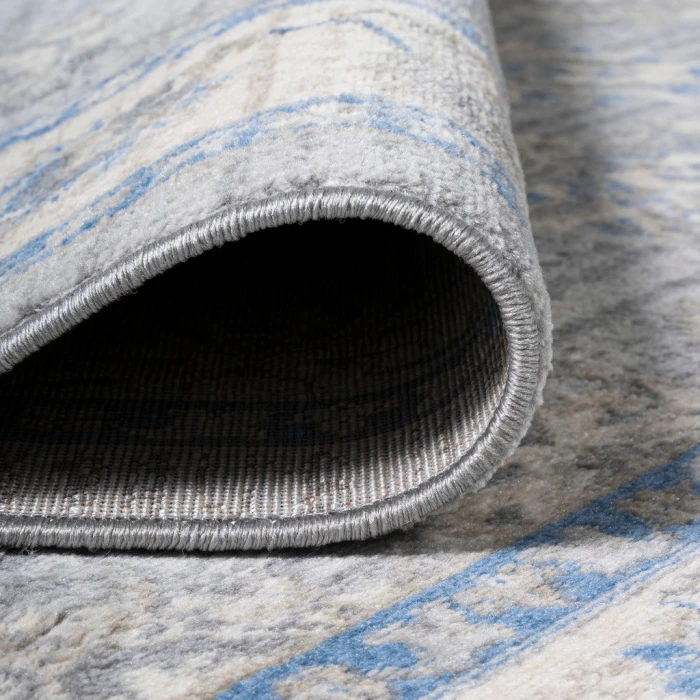 Modern  Vintage Moroccan Traditional Gray/Blue 2 ft. x 10 ft. Runner Rug