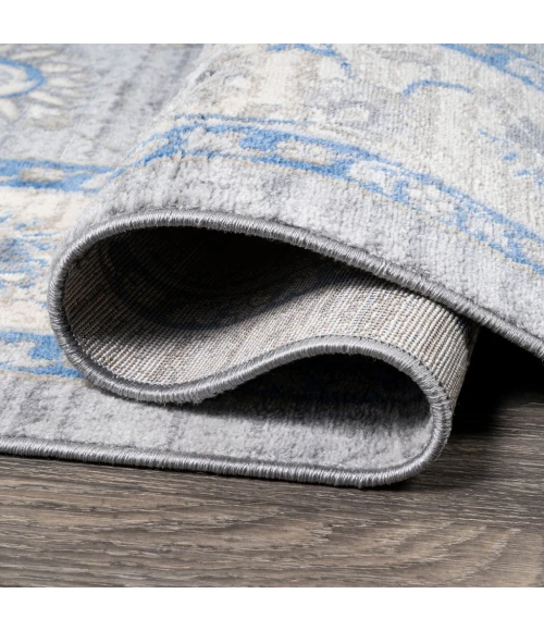 Modern  Vintage Moroccan Traditional Gray/Blue 2 ft. x 8 ft. Runner Rug