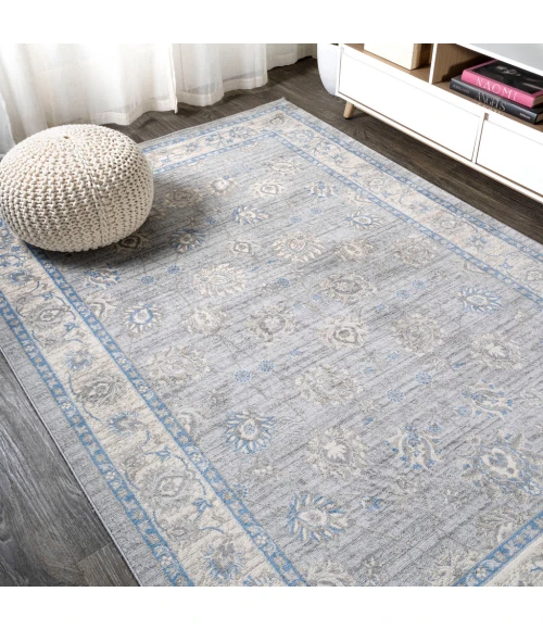 Modern  Vintage Moroccan Traditional Gray/Blue 3 ft. x 5 ft. Area Rug