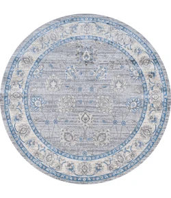 Jonathany Modern Persian MDP101G Gray/Blue Area Rug 5 ft. X 5 ft. Round