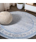 Modern  Vintage Moroccan Traditional Gray/Blue 5' Round Area Rug
