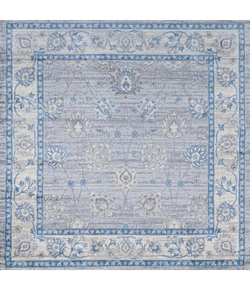 Modern  Vintage Moroccan Traditional Gray/Blue 6' Square Area Rug
