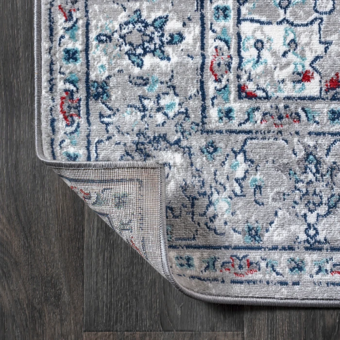 Modern  Vintage Medallion Light Grey/ Multi 3 ft. x 5 ft. Area Rug