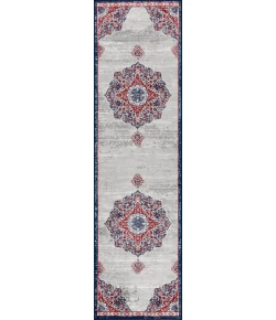 Jonathany Modern Persian MDP103A Navy/Red Area Rug 2 ft. 3 in. X 8 ft. Runner