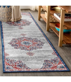 Jonathany Modern Persian MDP103A Navy/Red Area Rug 2 ft. 3 in. X 8 ft. Runner