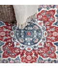 Modern  Vintage Medallion Navy/Red 2 ft. x 8 ft. Runner Rug