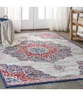 Modern  Vintage Medallion Navy/Red 8 ft. x 10 ft. Area Rug