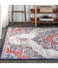 Modern  Vintage Medallion Navy/Red 8 ft. x 10 ft. Area Rug