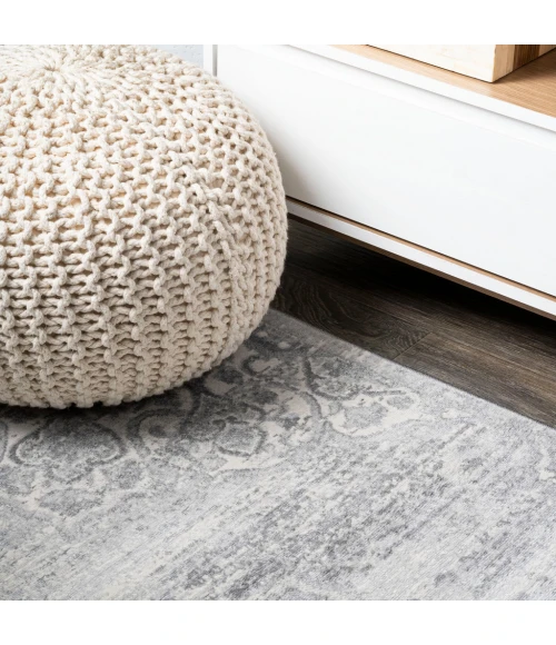 Modern  Vintage Moroccan Medallion Light Gray 2 ft. x 8 ft. Runner Rug