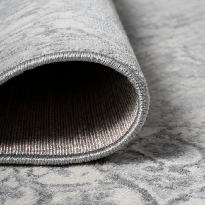 Modern  Vintage Moroccan Medallion Light Gray 5' Round Area Rug