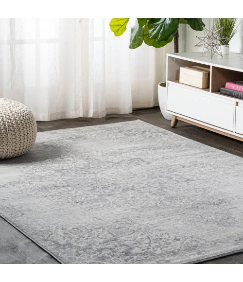 Modern  Vintage Moroccan Medallion Light Gray 8 ft. x 10 ft. Area Rug