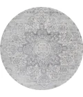 Modern  Vintage Moroccan Medallion Light Gray 6' Round Area Rug