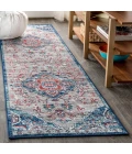 Modern  Vintage Medallion Red/Navy 2 ft. x 8 ft. Runner Rug
