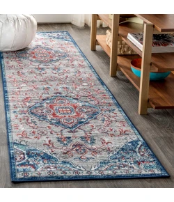 Jonathany Modern Persian MDP104A Red/Navy Area Rug 2 ft. 3 in. X 8 ft. Runner