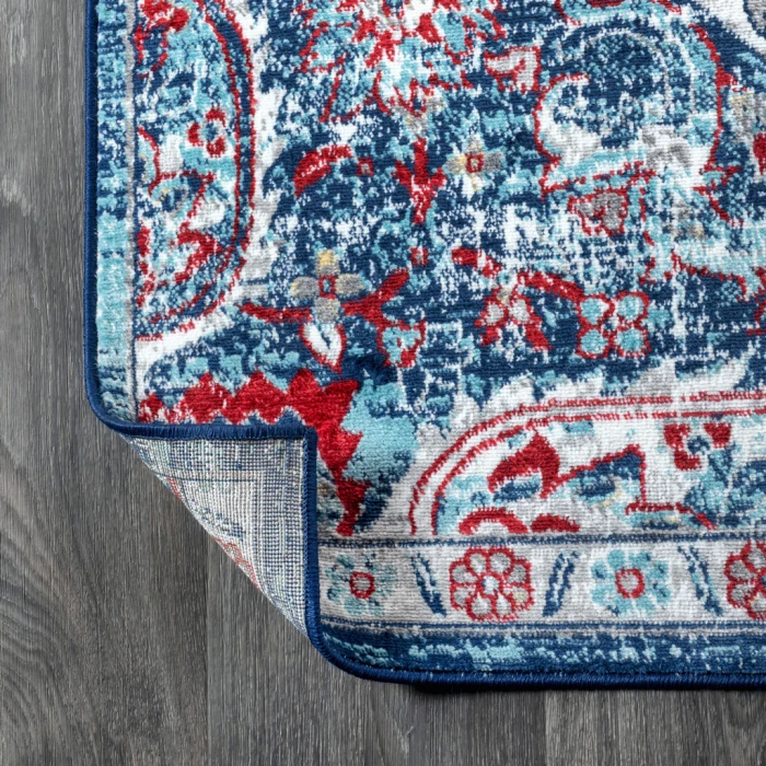 Modern  Vintage Medallion Red/Navy 3 ft. x 5 ft. Area Rug