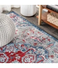 Modern  Vintage Medallion Red/Navy 2 ft. x 8 ft. Runner Rug