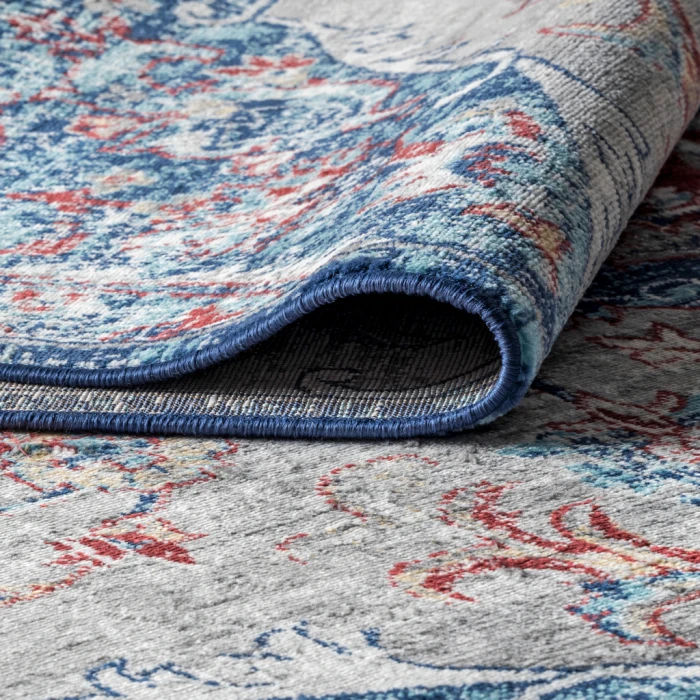 Modern  Vintage Medallion Red/Navy 3 ft. x 5 ft. Area Rug