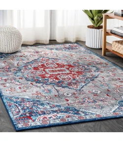 Jonathany Modern Persian MDP104A Red/Navy Area Rug 7 ft. 9 in. X 10 ft. Rectangle
