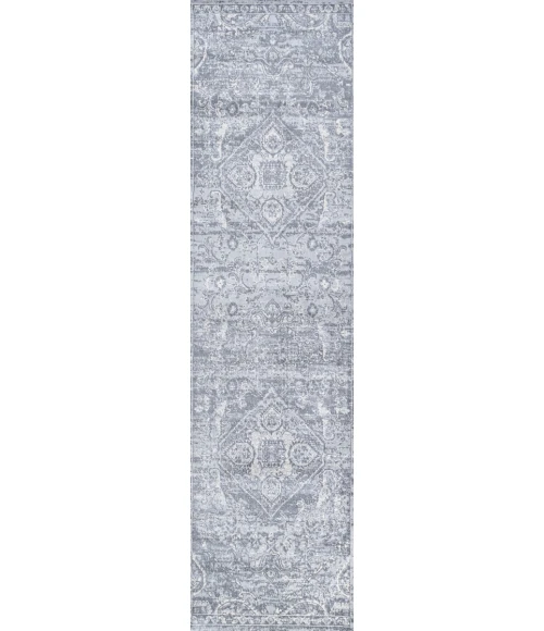 Modern  Vintage Medallion Gray 2 ft. x 8 ft. Runner Rug