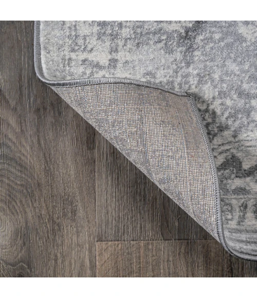 Modern  Vintage Medallion Gray 2 ft. x 8 ft. Runner Rug