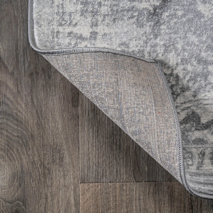 Modern  Vintage Medallion Gray 5' Square Area Rug