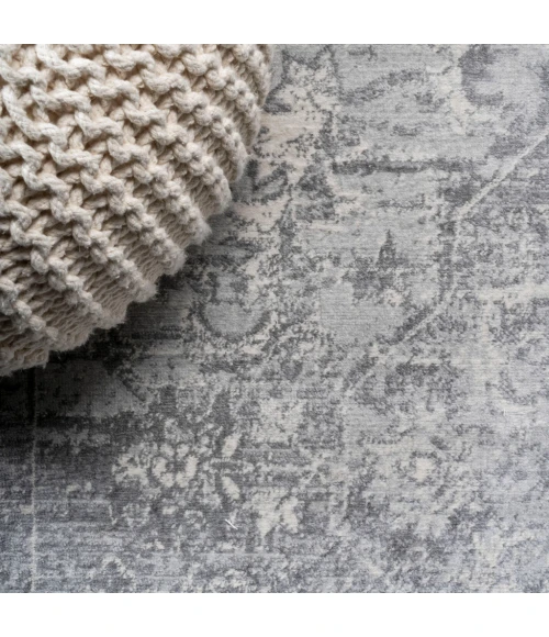 Modern  Vintage Medallion Gray 2 ft. x 8 ft. Runner Rug