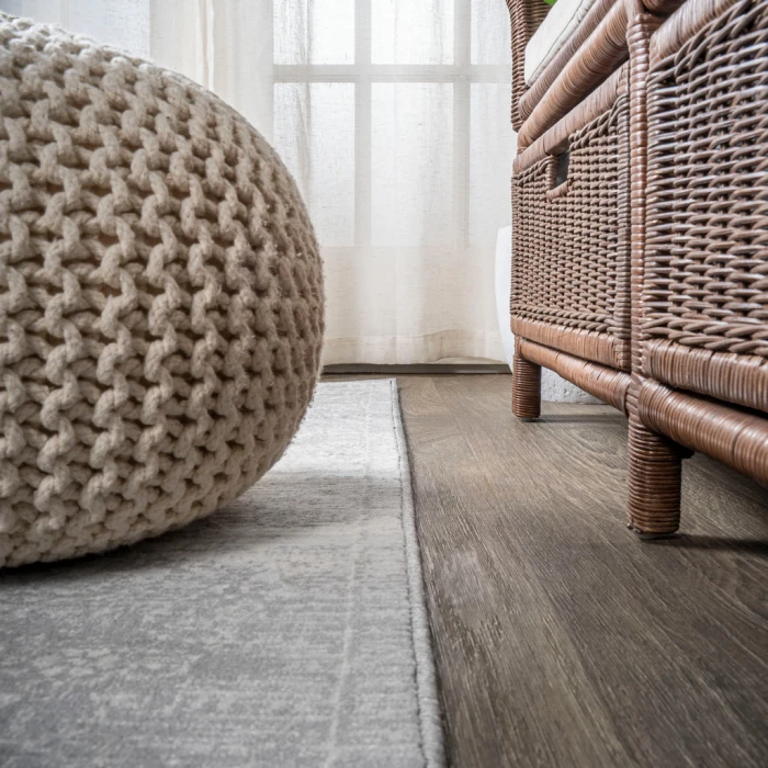 Modern  Vintage Medallion Gray 5' Square Area Rug