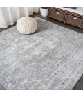 Modern  Vintage Medallion Gray 5' Square Area Rug