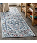 Modern  Vintage Medallion Light Grey/Blue 2 ft. x 8 ft. Runner Rug