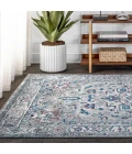 Modern  Vintage Medallion Light Grey/Blue 4 ft. x 6 ft. Area Rug